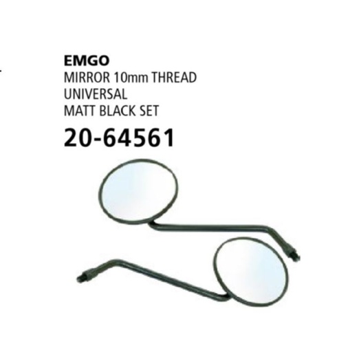 [EMG-20-64561] Emgo Round Mirror Universal 10mm Matt Black ea