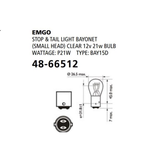 [EMG-48-66512] Emgo Globe 12V 21W 6CP G19