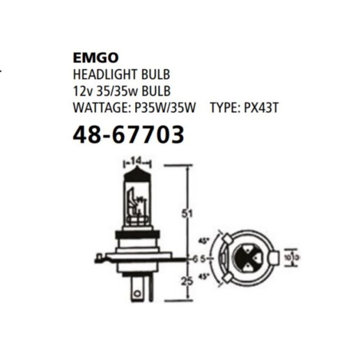 [EMG-48-67703] Emgo Globe 12V 35/35W HS1 PX43T