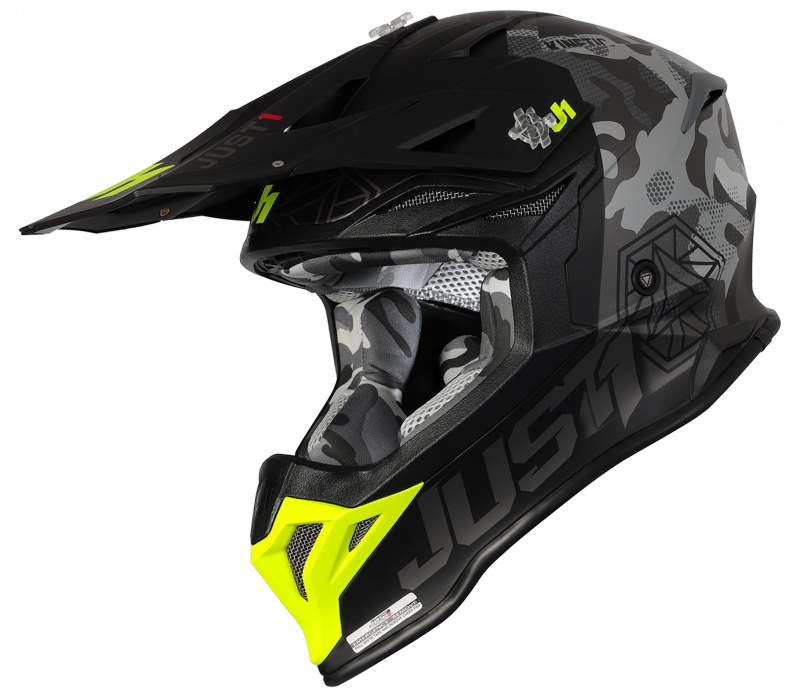 Just1 J39 Kinetic MX Helmet Camo Fluo Yellow/Red/Black