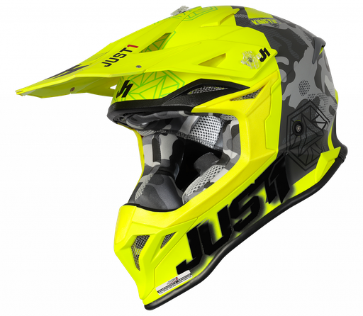 [J1-6063370294003] Just1 J39 Kinetic MX Helmet Camo Red/Lime/Fluo Yellow