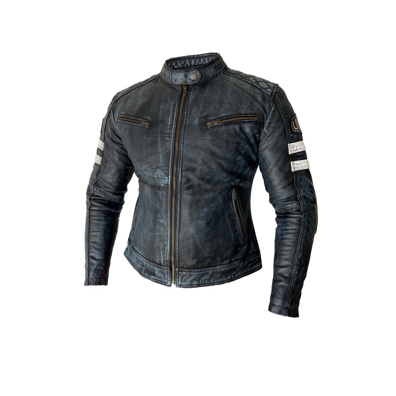 Arma The Tiegan Ladies Leather Jacket Navy Blue