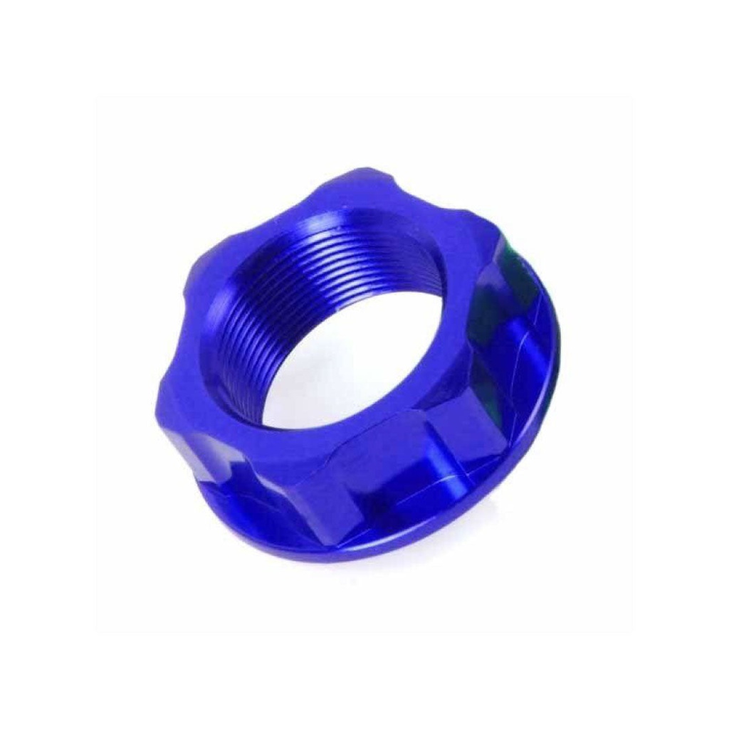 Zeta Steering Stem Nut Kawasaki|Suzuki M24x32-P1.5 H10 Blue